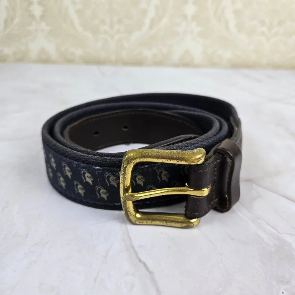 Vineyard Vines Sz 36 Men’s Heavy Canvas Woven Belt Knights Graphic Gold Hardware